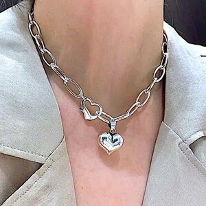 Sterling Silver Heart Charm Necklace Pendant